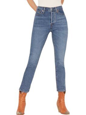 NWOT Levi's Wedgie Button Fly Straight Jeans 29 Summer Love Medium Wash